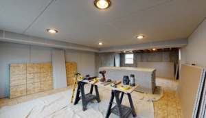 Professional basement stair headroom finishing detail for Subterra Basement Remodelers in Voorhees