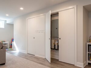 Basement utility access doors detail for residential work in Voorhees and nearby South Jersey communities.
