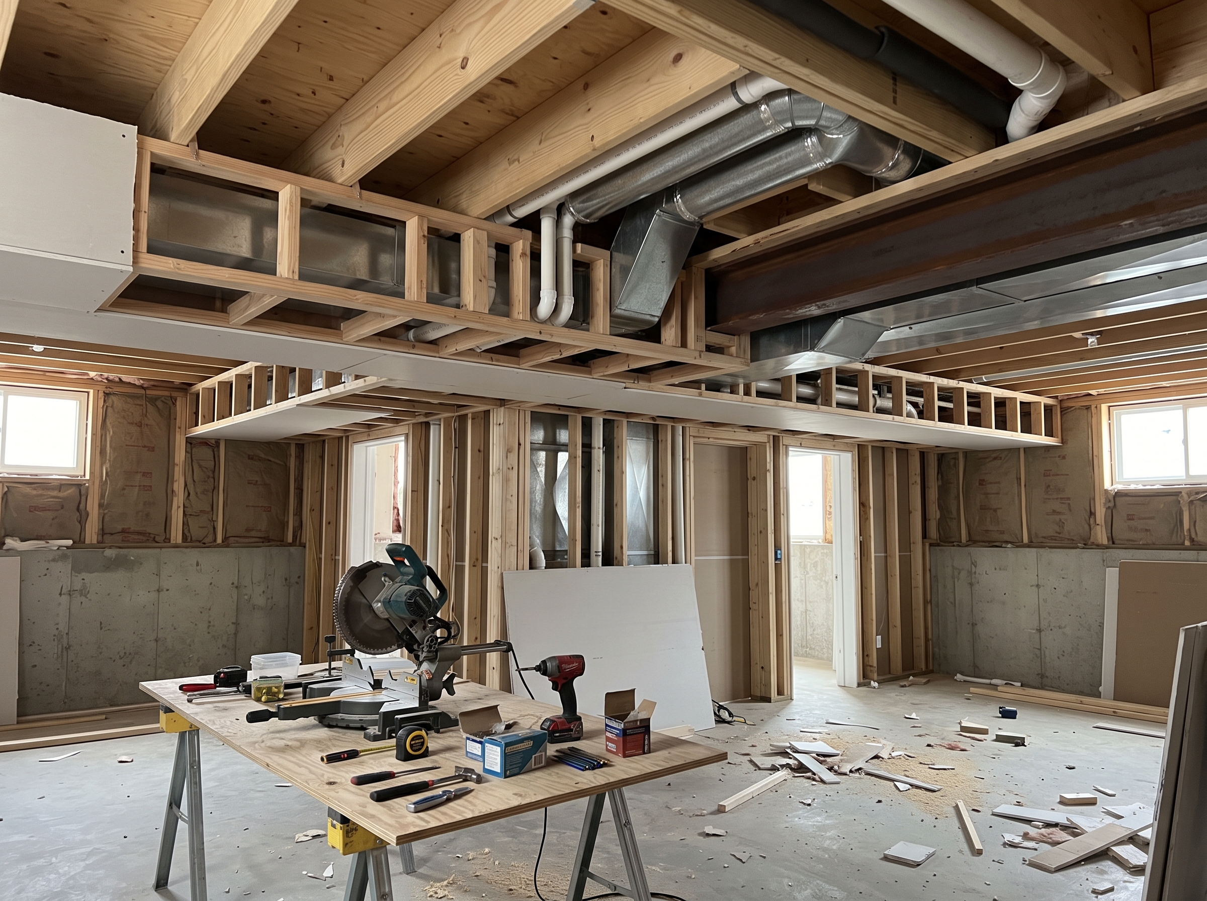 Basement ceiling soffit design detail for residential work in Voorhees and nearby South Jersey communities.
